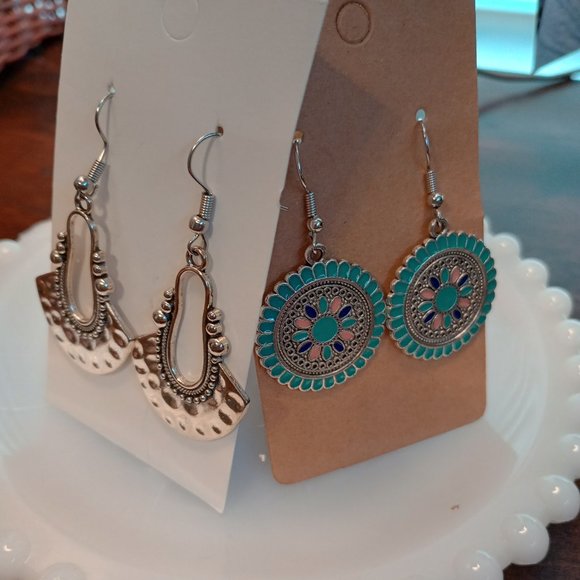 Source Unknown Jewelry - *NWOT*  Boho Silver Earrings (Set of 2)